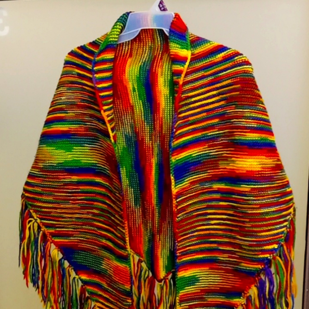Multi colored African shawl with fringes